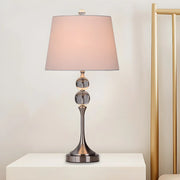 Classic Fabric Bucket Shade Crystal Decor Table Lamp