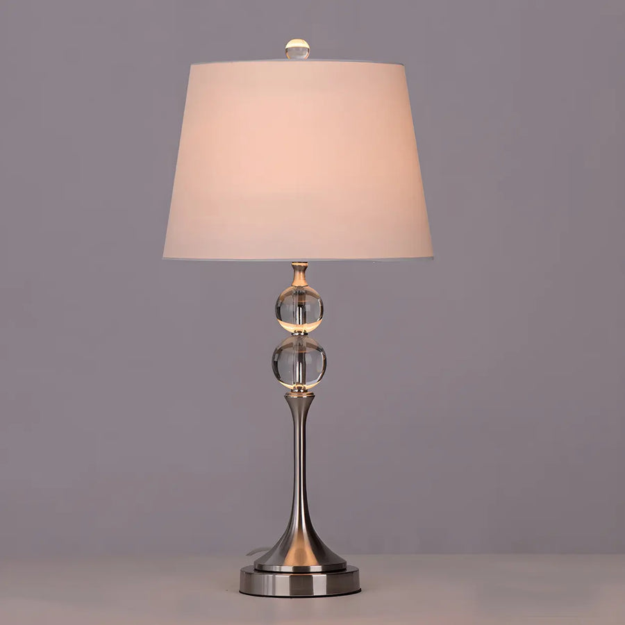 Classic Fabric Bucket Shade Crystal Decor Table Lamp