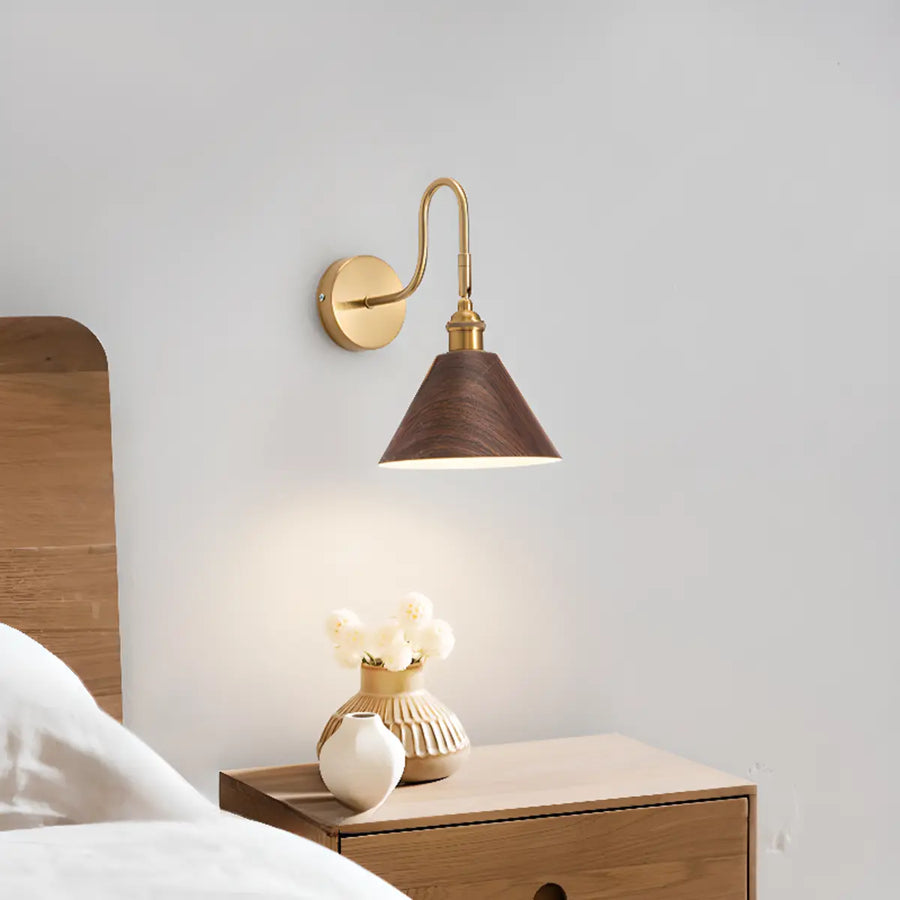 Classic Gold and Dark Wood Bedroom Vanity Wall Light