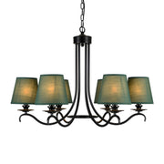 Classic Rustic Fabric Green Round Pendant Chandelier