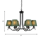 Classic Rustic Fabric Green Round Pendant Chandelier
