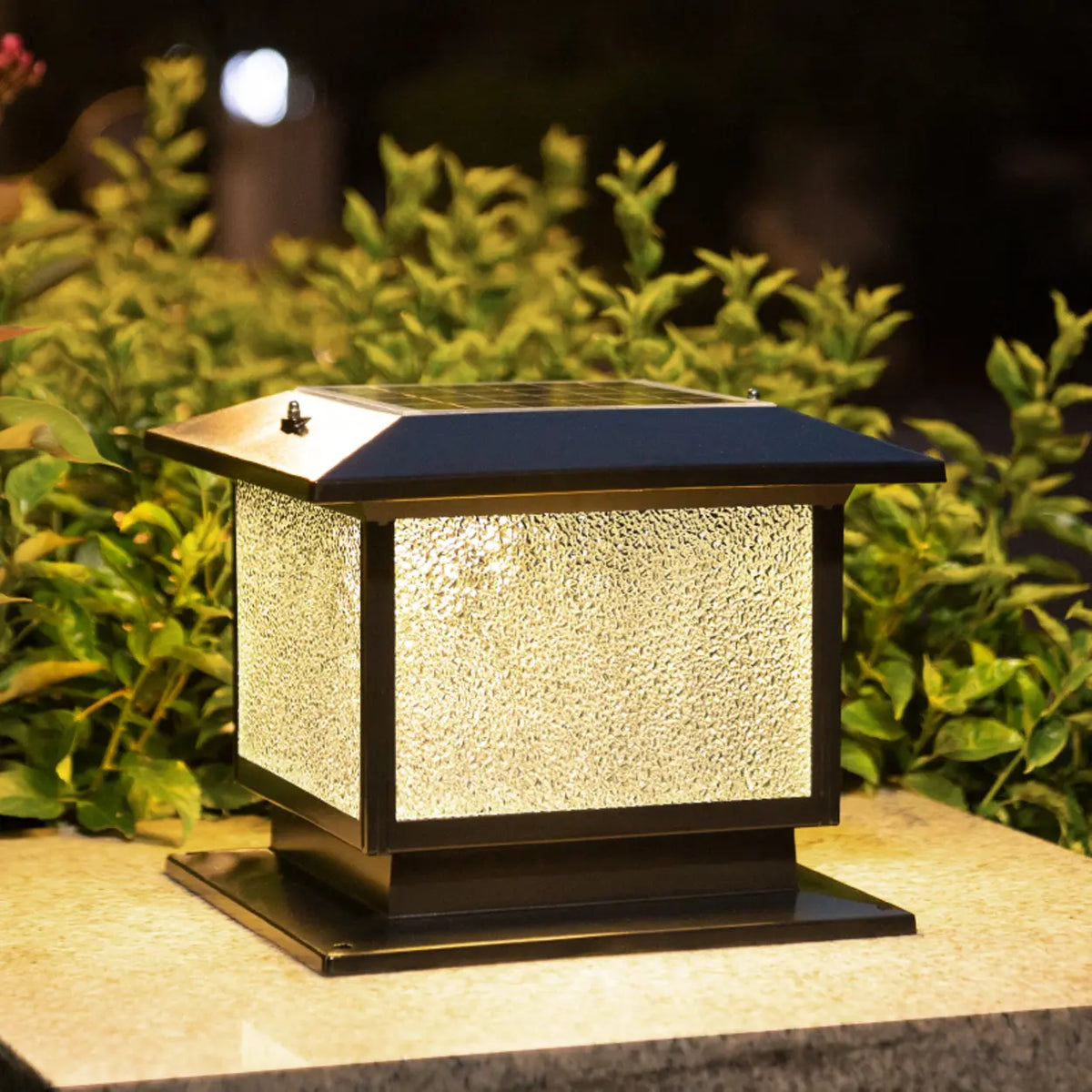 Classic Simple Square Glass Solar Outdoor Table Lamp