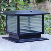 Classic Square Glass Outdoor Pillar Table Lamp Black
