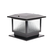 Classic Square Glass Outdoor Pillar Table Lamp Black