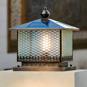 Classic Square Textured Glass Solar Post Outdoor Pillar Light
