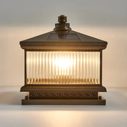 Classic Square Metal Outdoor Solar Bronze Pillar Light