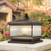 Classic Square Metal Outdoor Solar Bronze Pillar Light