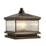 Classic Square Metal Outdoor Solar Bronze Pillar Light