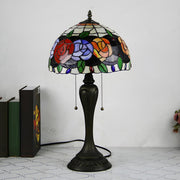 Classic Tiffany Dome Glass Shade Metal Table Lamp
