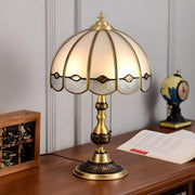 Classic Tiffany Golden Glass Dome Metal Table Lamp
