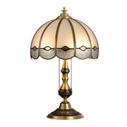 Classic Tiffany Golden Glass Dome Metal Table Lamp