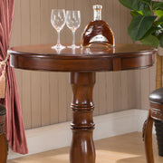 Classic Traditional Brown Wood Round Pedestal Bar Table