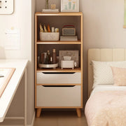 Classic Walnut Rectangular Wood Drawers Narrow Bookcase