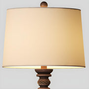 Classic White Drum Fabric Wood Base Bedside Table Lamp