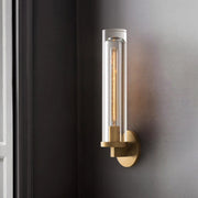 Clear Crystal Coppery Cylindrical Metal Wall Sconce