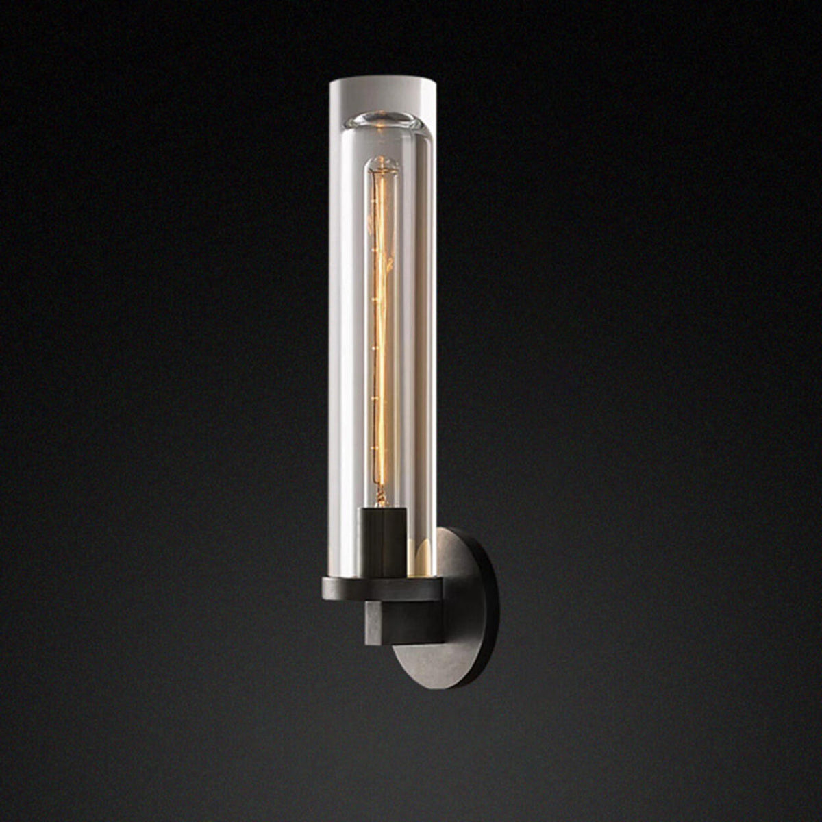 Clear Crystal Coppery Cylindrical Metal Wall Sconce