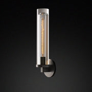 Clear Crystal Coppery Cylindrical Metal Wall Sconce