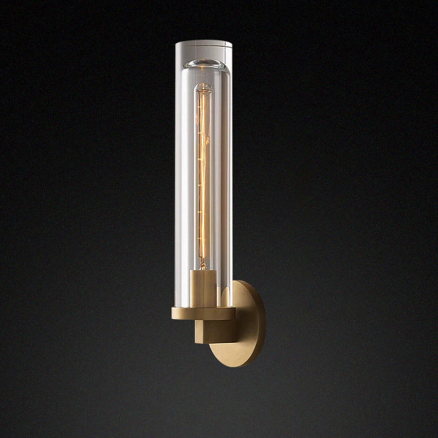 Clear Crystal Coppery Cylindrical Metal Wall Sconce