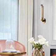 Clear Crystal Coppery Cylindrical Metal Wall Sconce