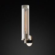 Clear Crystal Coppery Cylindrical Metal Wall Sconce