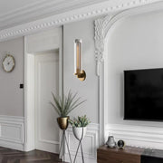 Clear Crystal Coppery Cylindrical Metal Wall Sconce