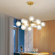 Clear Glass Gold Circle Dining Room Bubble Chandelier