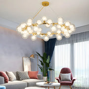 Clear Glass Gold Circle Dining Room Bubble Chandelier