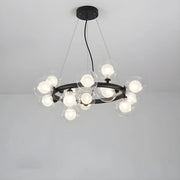 Clear Glass Gold Circle Dining Room Bubble Chandelier