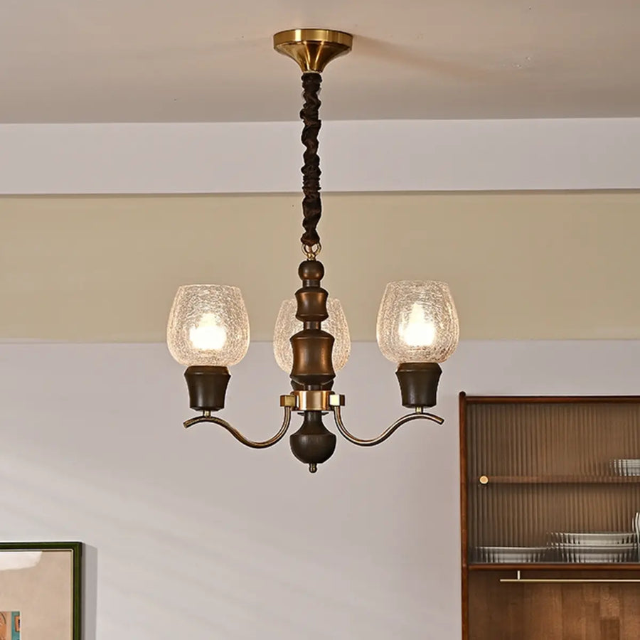 Clear Wine Glass Curve Arm Living Room Large Chandelier