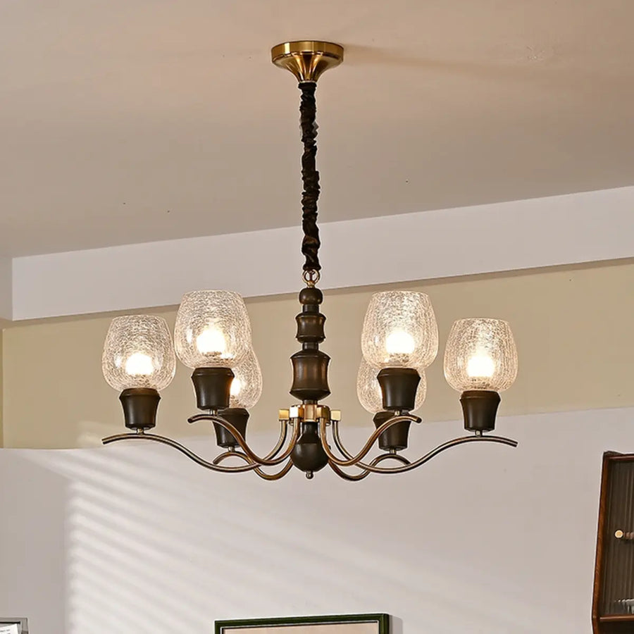 Clear Wine Glass Curve Arm Living Room Large Chandelier