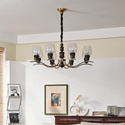 Clear Wine Glass Curve Arm Living Room Large Chandelier