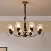 Clear Wine Glass Curve Arm Living Room Large Chandelier