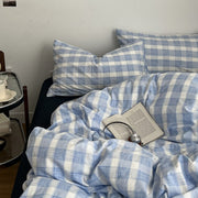 Cloud Blue Gingham Check Bedding Set