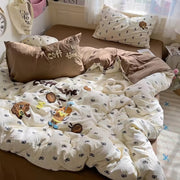 Coffee Time Embroidery Bedding Duvet Cover Set