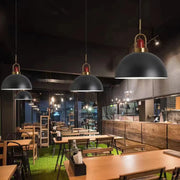 Commercial Industrial Orange Dome Metal Pendant Light