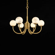 Contemporary Alabaster Gold Branch Globe Hanging Chandelier