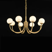 Contemporary Alabaster Gold Branch Globe Hanging Chandelier