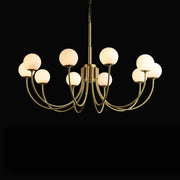 Contemporary Alabaster Gold Branch Globe Hanging Chandelier