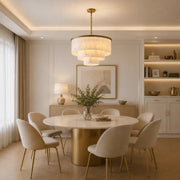 Contemporary Alabaster Tiered Gold Living Room Chandelier