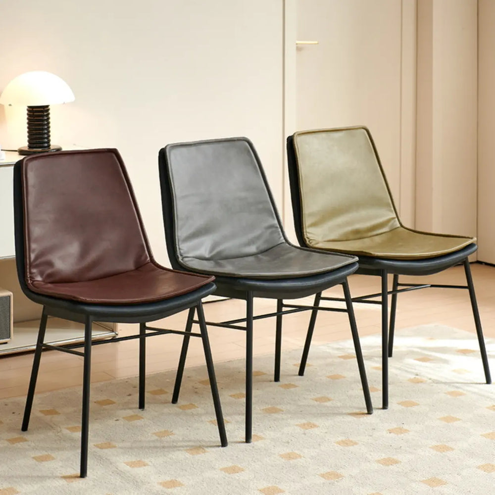 Contemporary Armless PU Leather Solid Back Dining Chairs