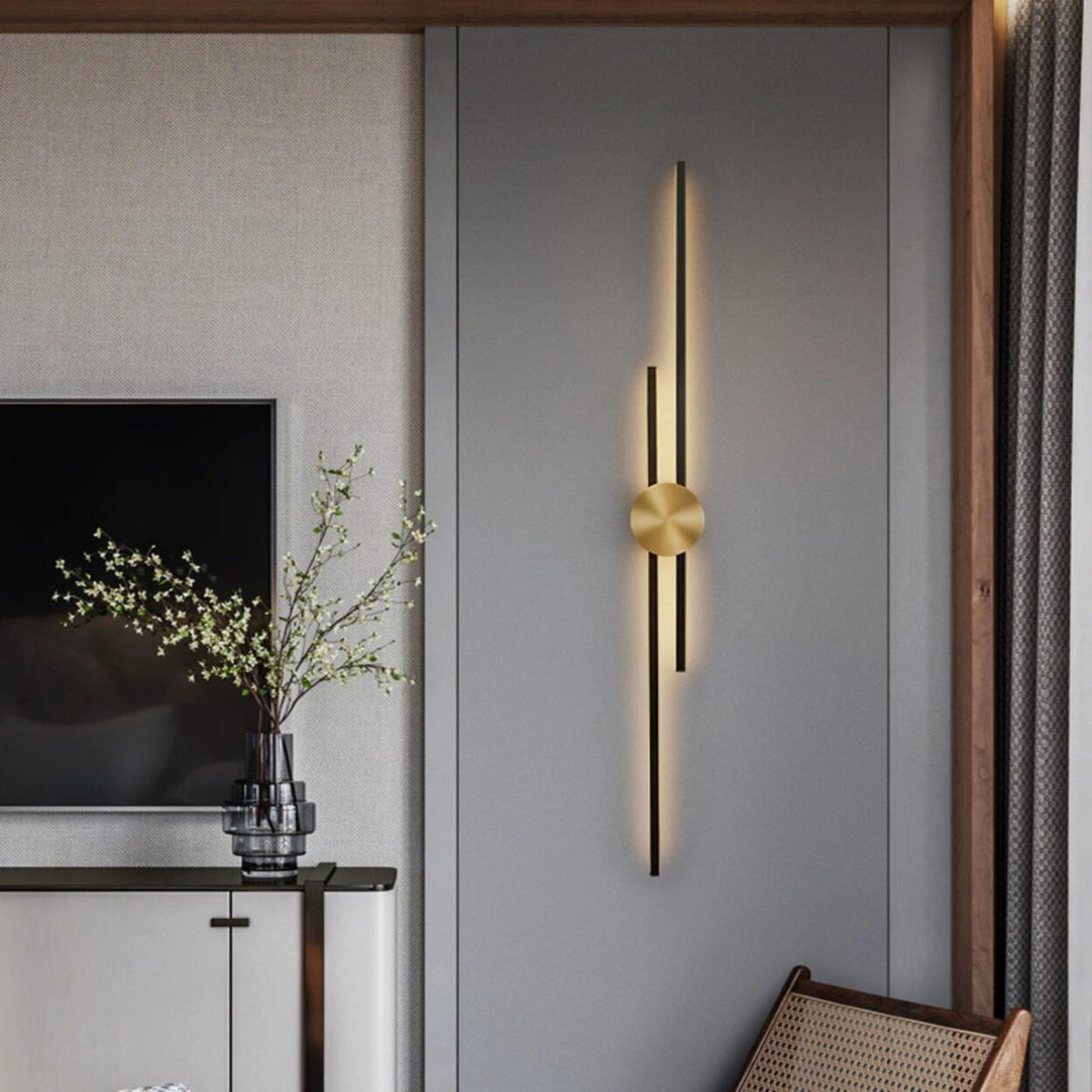 Contemporary Black and Gold Linear Metal Wall Sconce