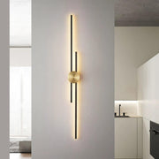 Contemporary Black and Gold Linear Metal Wall Sconce