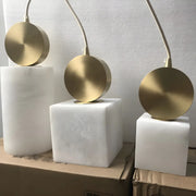 Contemporary Brass Alabaster Cube Bedroom Pendant Light