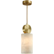 Contemporary Brass Alabaster Cube Bedroom Pendant Light