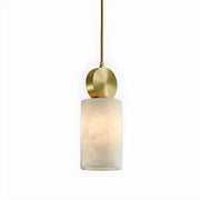 Contemporary Brass Alabaster Cube Bedroom Pendant Light