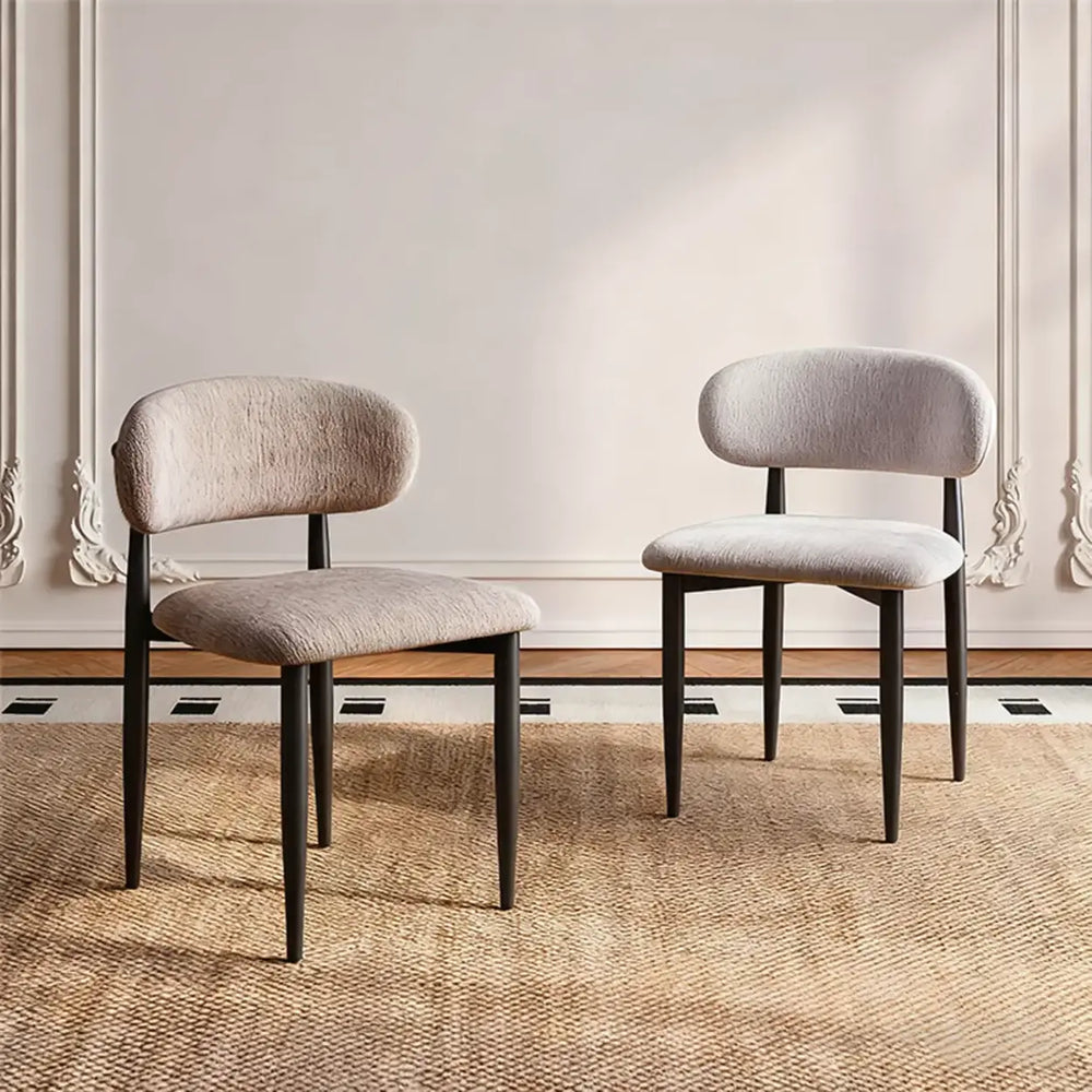Contemporary Chenille Low Back Armless Dining Chair Set of 2