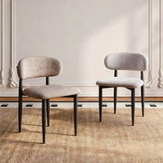 Contemporary Chenille Low Back Armless Dining Chair Set of 2