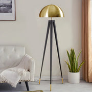Contemporary Dome Brass Tripod Metal Floor Lamp