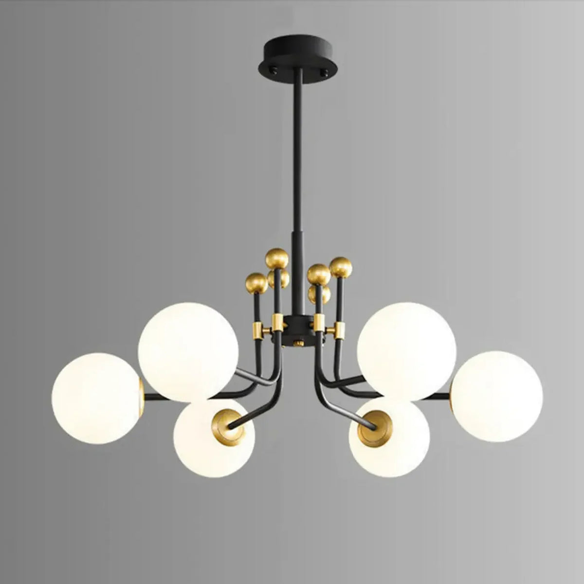 Contemporary Globe Glass Living Room Black Gold Chandelier