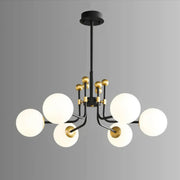 Contemporary Globe Glass Living Room Black Gold Chandelier